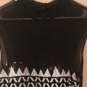 Black&White Sheer Illusions Sleeveless sequin top!